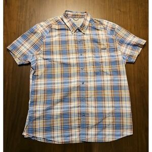 Eddie Bauer Classic Fit Short Sleeve Button Down Seersucker Shirt XL Plaid